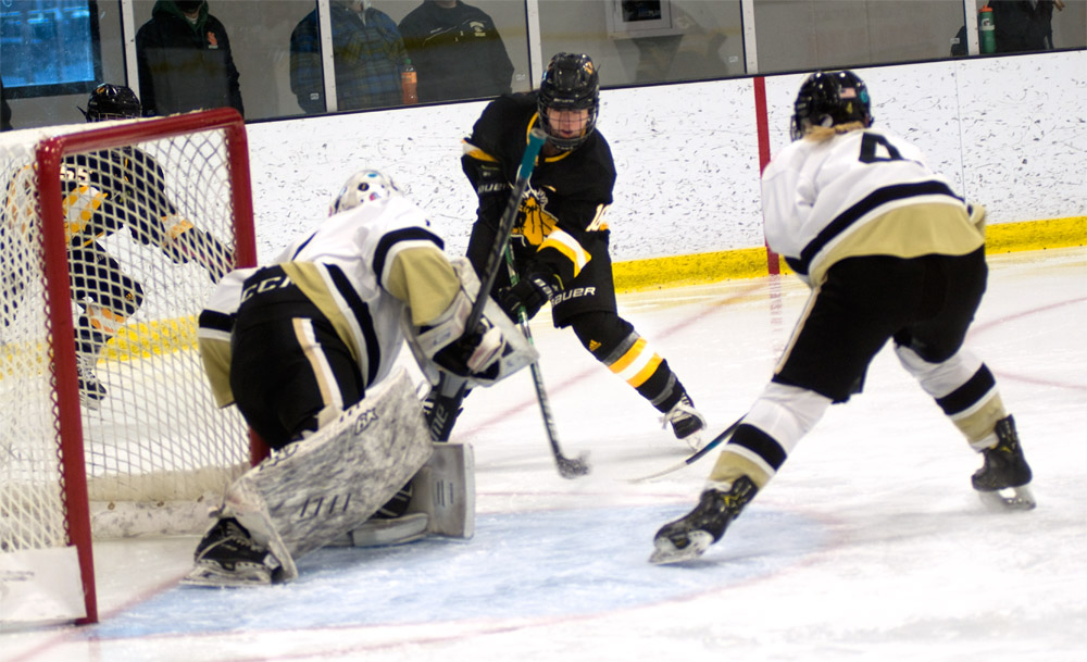 Kate Johnson (center) and the Warroad Warriors are primed for a return trip to the state tournament.