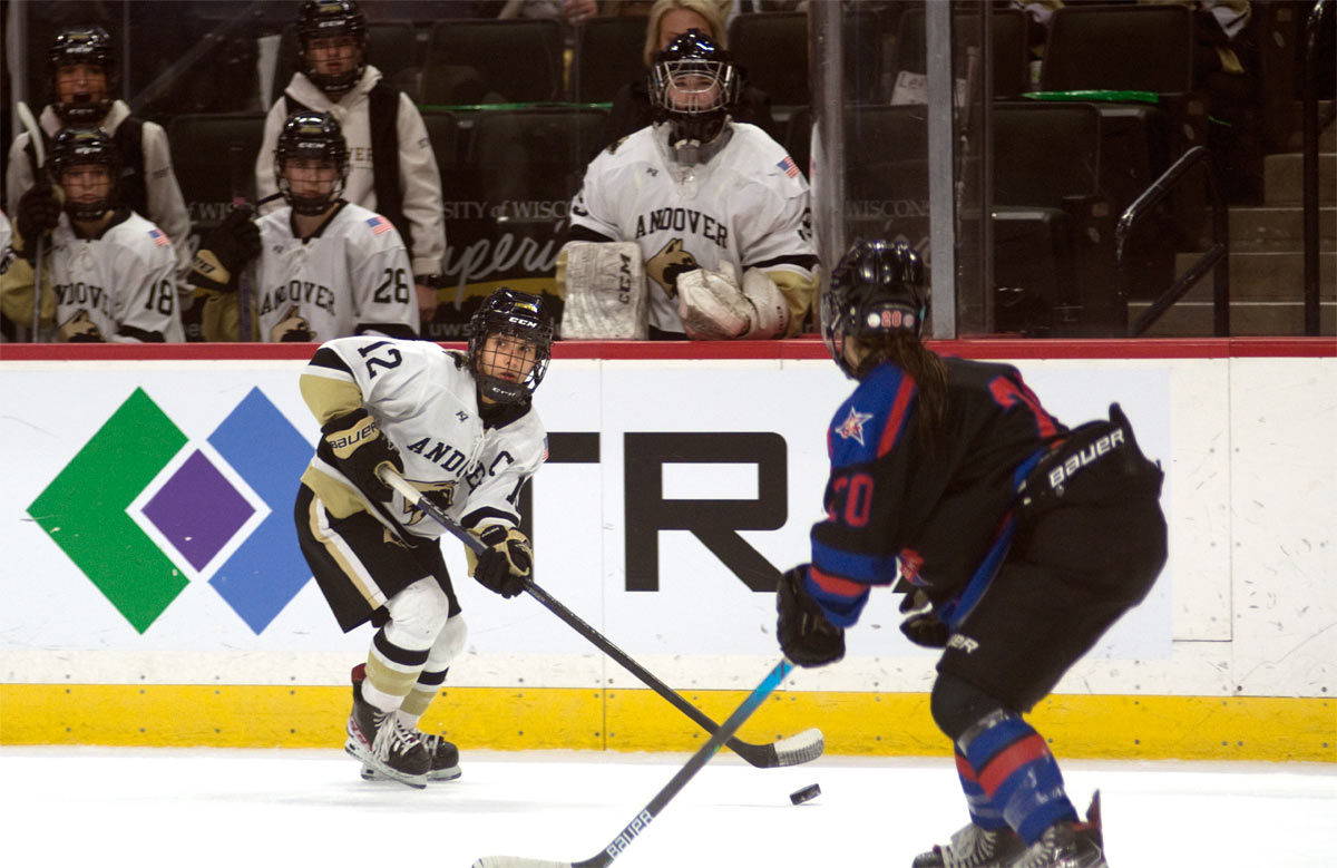 The Stars shut down Andover's top line, including Isa Goettl (12), to win the school's first state title.