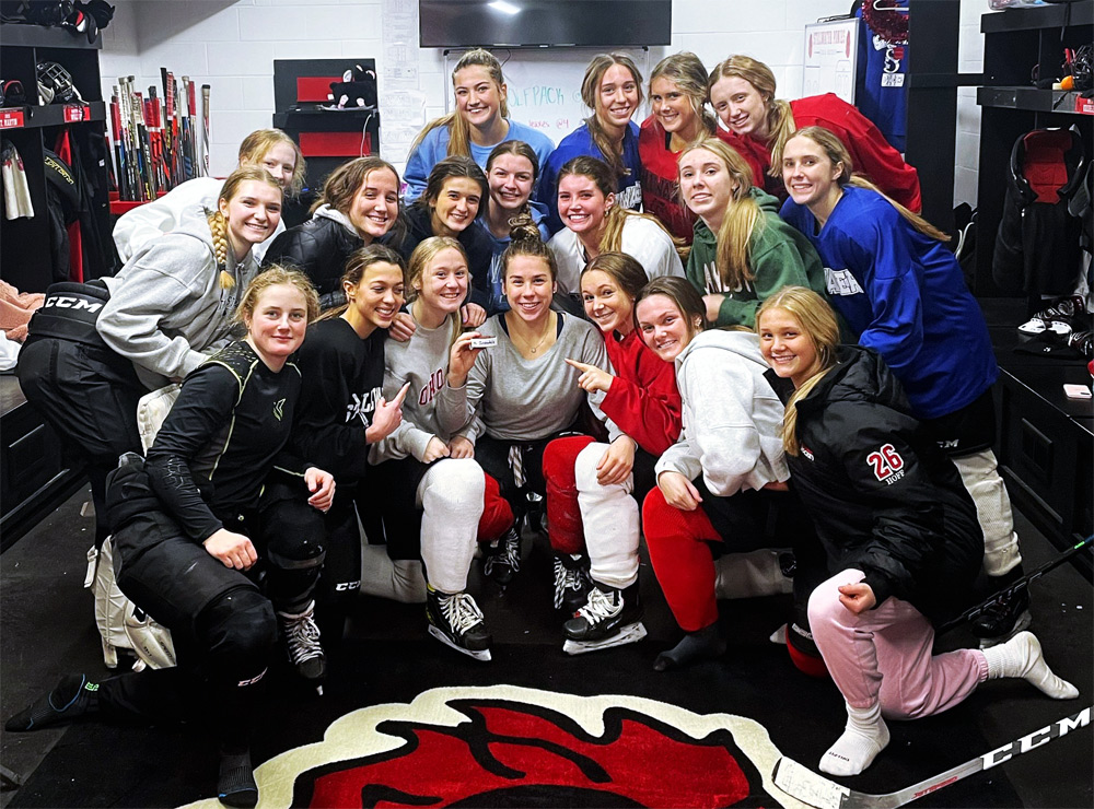 The Stillwater Ponies celebrated Josie's 100th career point following a 7-1 win over Irondale/St. Anthony.